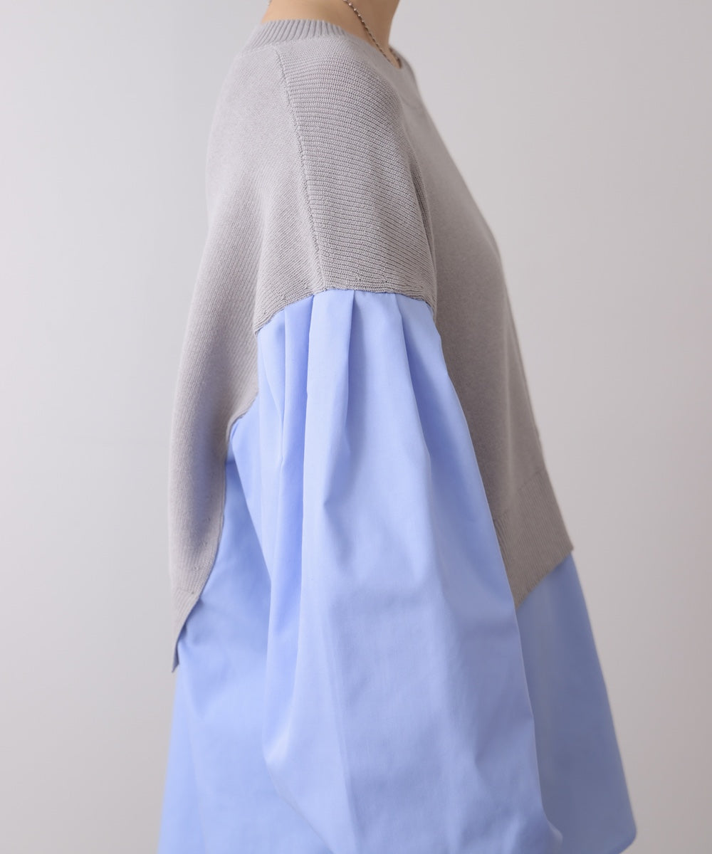 【WEB限定】布帛シャツドッキングニットプルオーバー