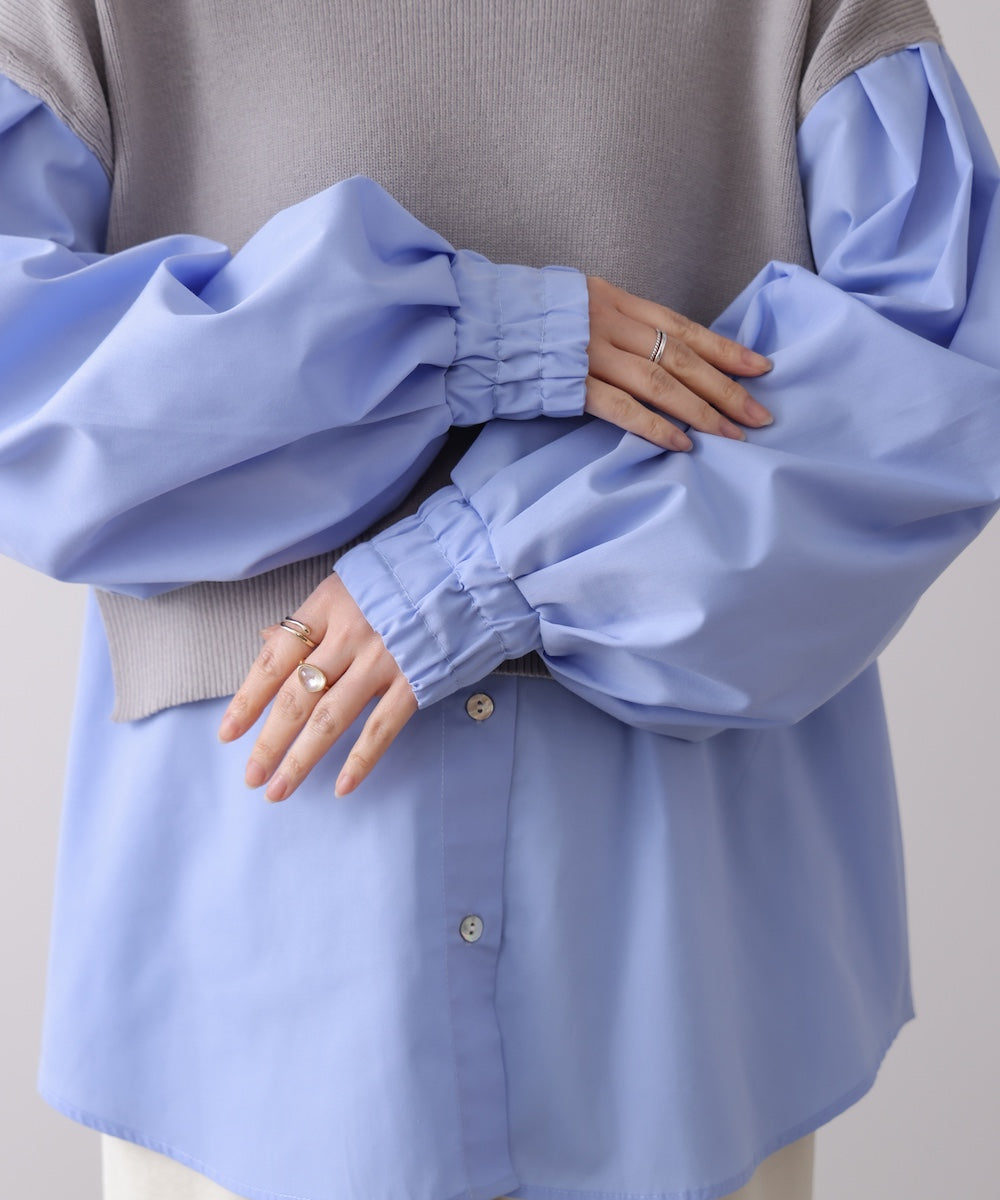 【WEB限定】布帛シャツドッキングニットプルオーバー