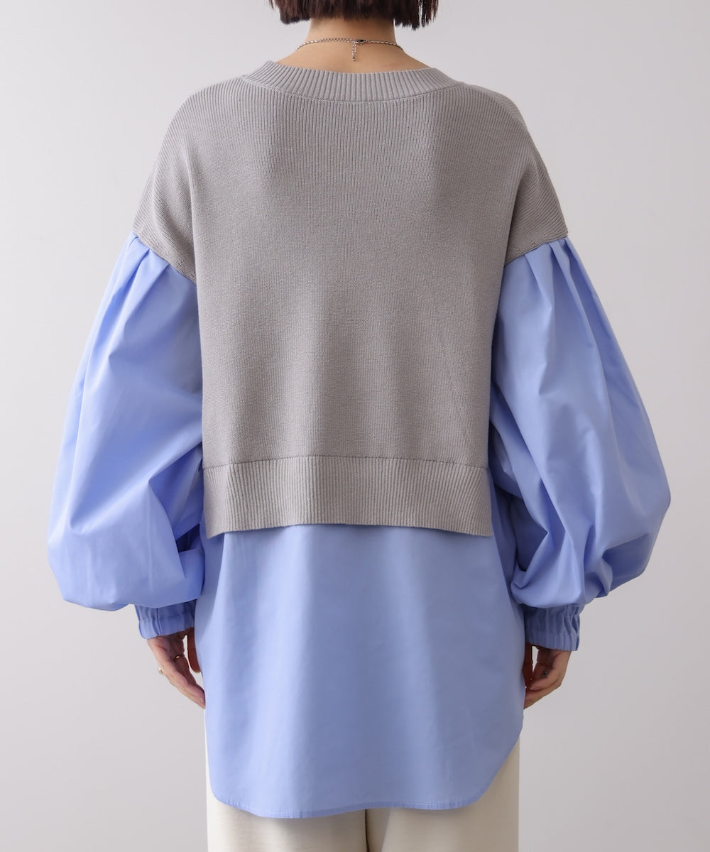 【WEB限定】布帛シャツドッキングニットプルオーバー