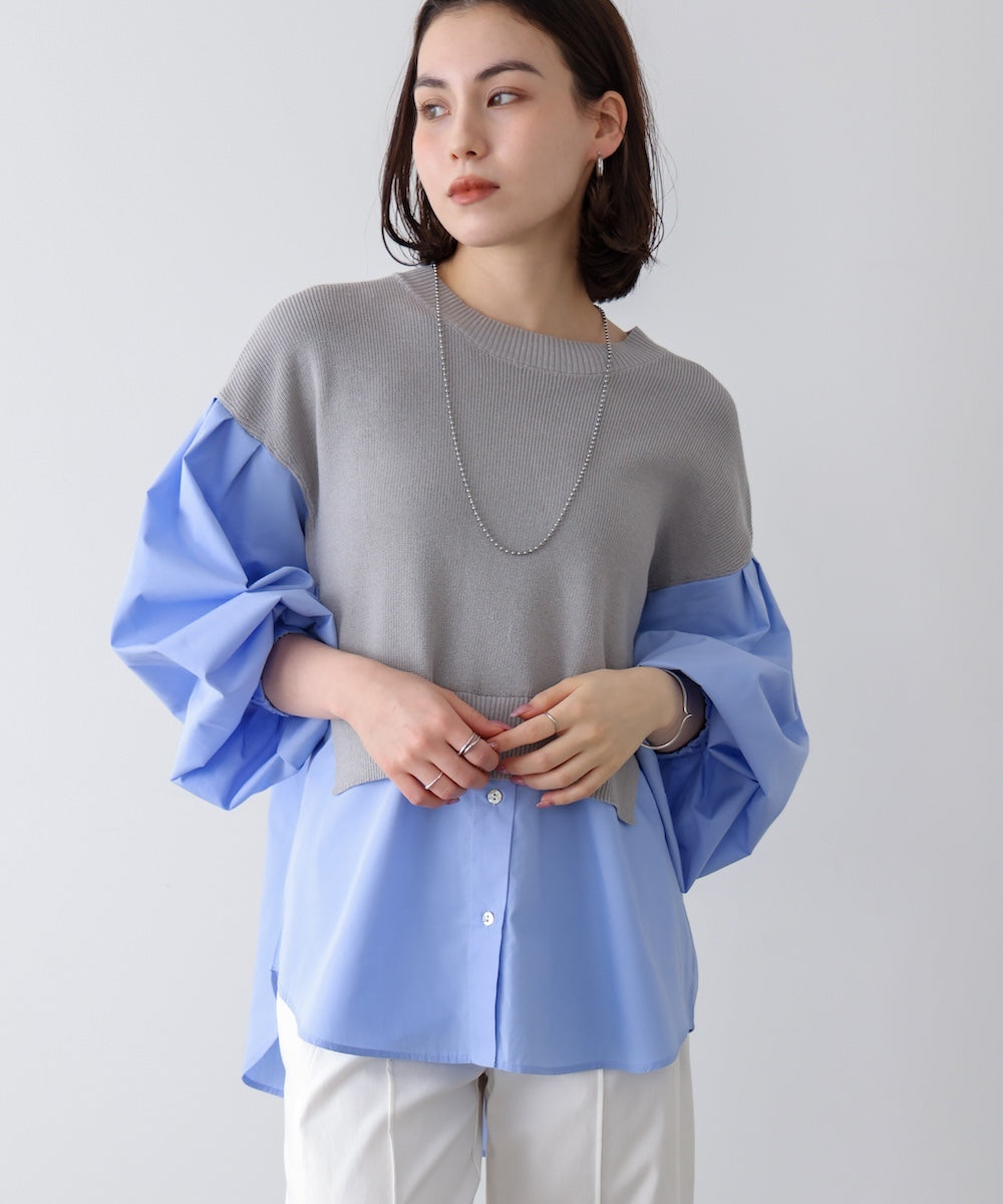 【WEB限定】布帛シャツドッキングニットプルオーバー