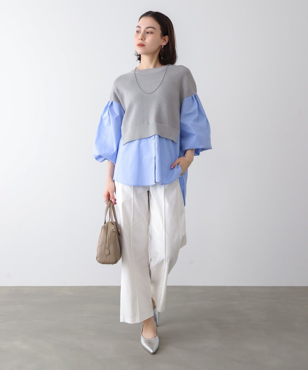【WEB限定】布帛シャツドッキングニットプルオーバー