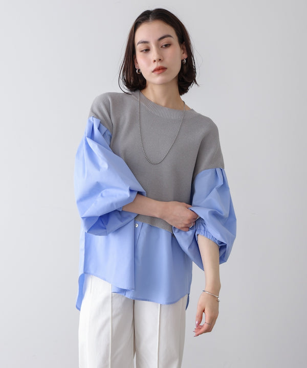 【WEB限定】布帛シャツドッキングニットプルオーバー