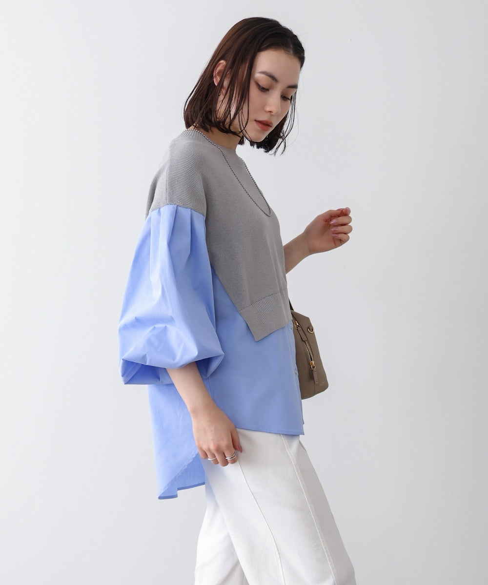 【WEB限定】布帛シャツドッキングニットプルオーバー