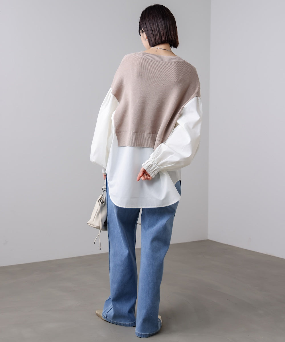 【WEB限定】布帛シャツドッキングニットプルオーバー