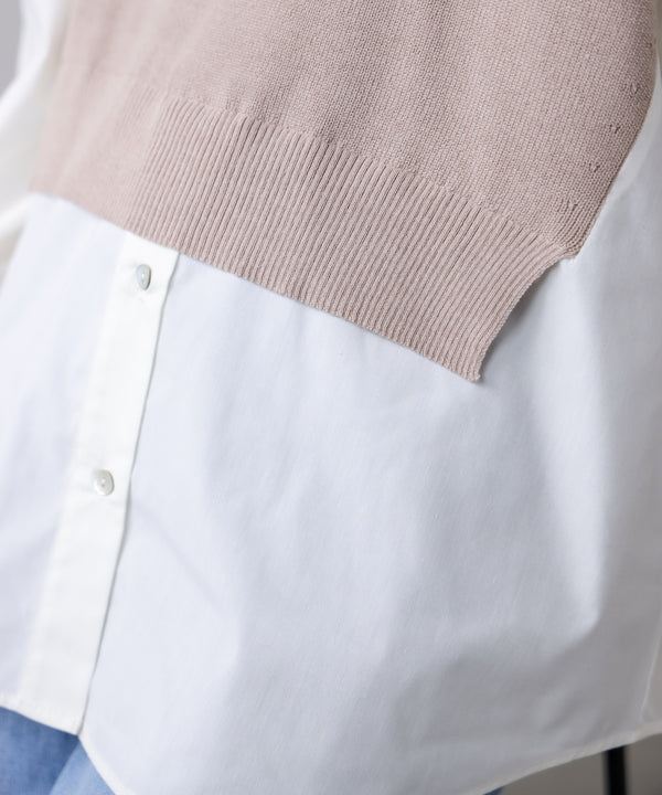 【WEB限定】布帛シャツドッキングニットプルオーバー