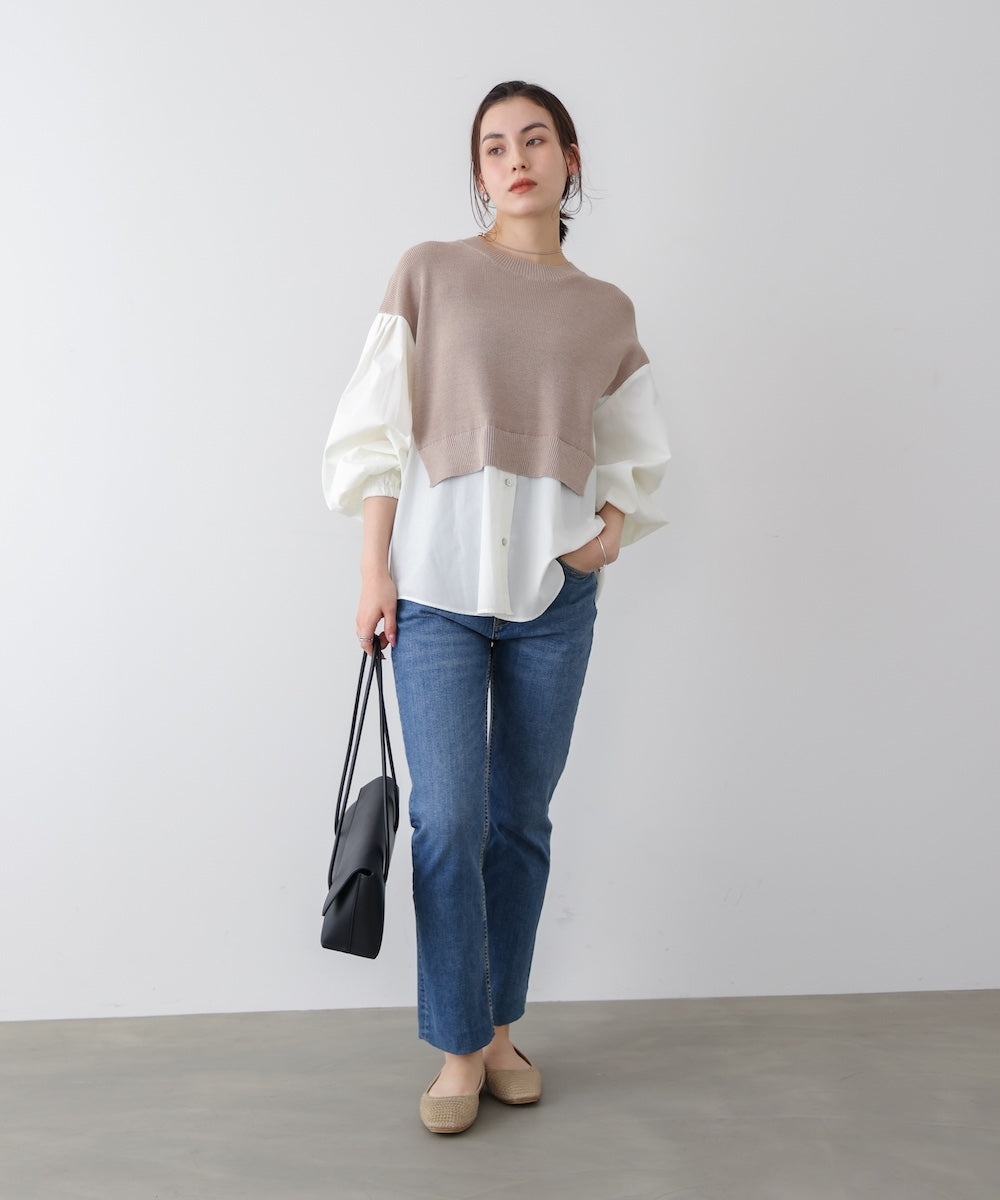 【WEB限定】布帛シャツドッキングニットプルオーバー
