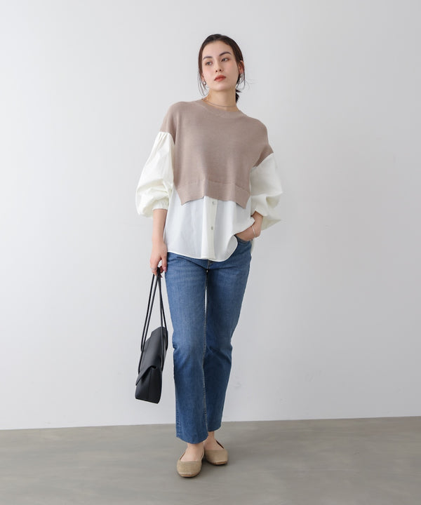 【WEB限定】布帛シャツドッキングニットプルオーバー