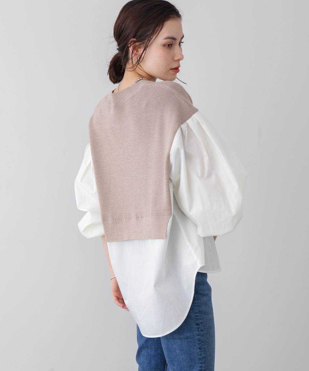 【WEB限定】布帛シャツドッキングニットプルオーバー