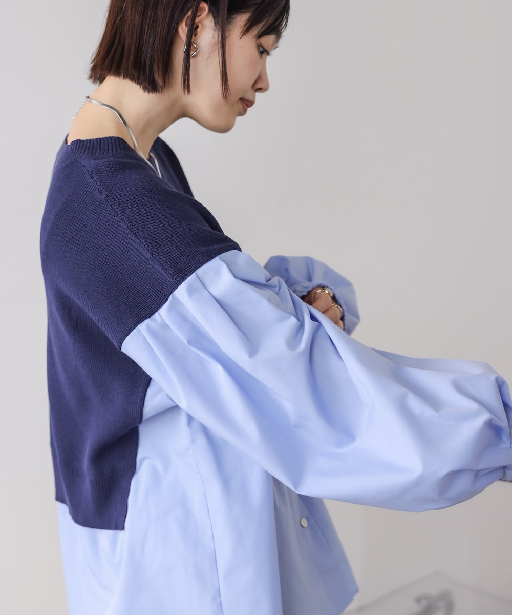 【WEB限定】布帛シャツドッキングニットプルオーバー