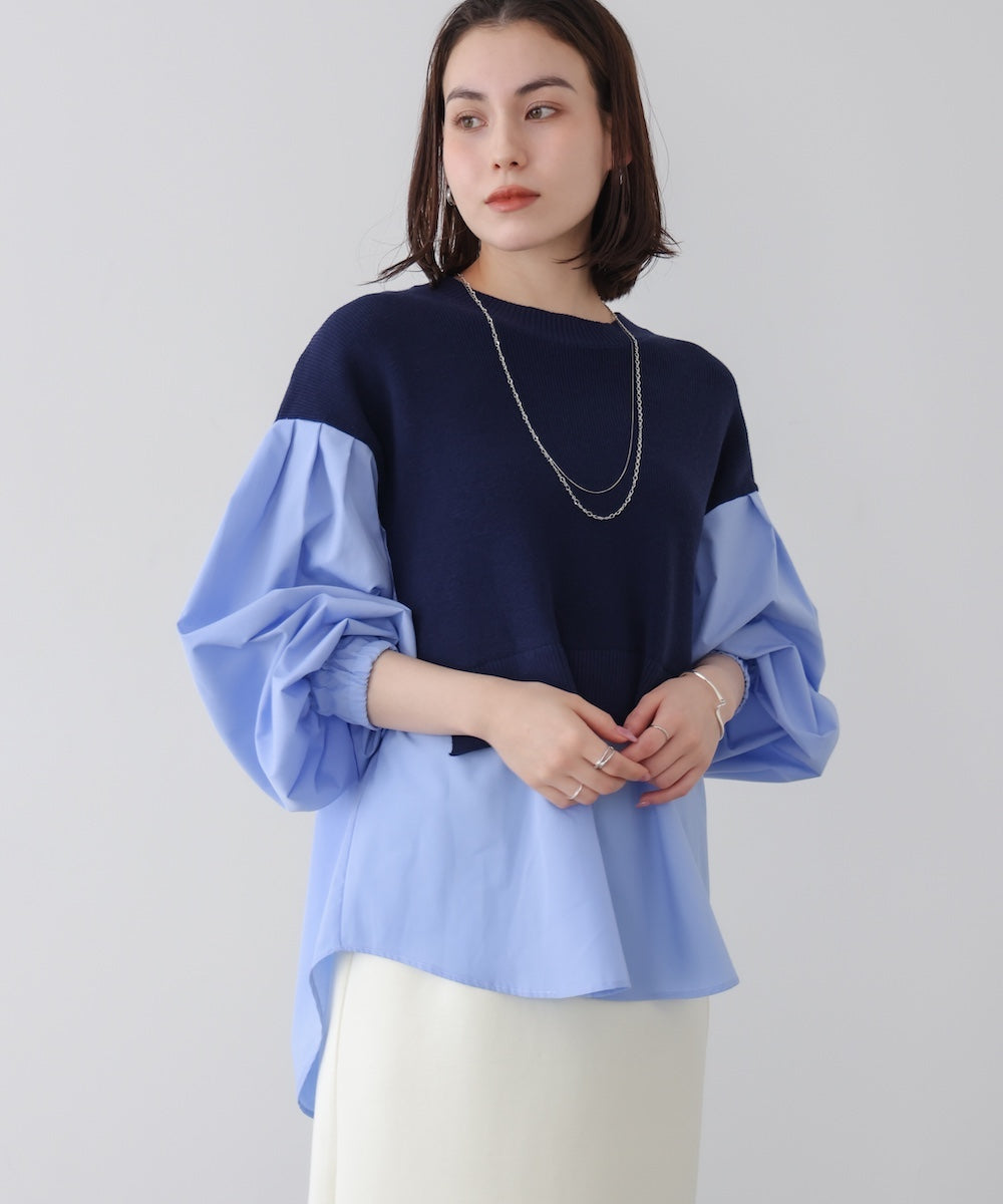 【WEB限定】布帛シャツドッキングニットプルオーバー