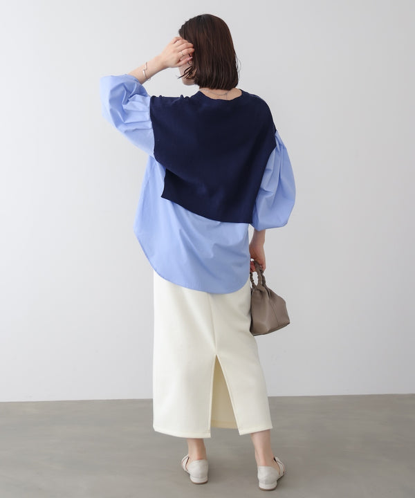 【WEB限定】布帛シャツドッキングニットプルオーバー