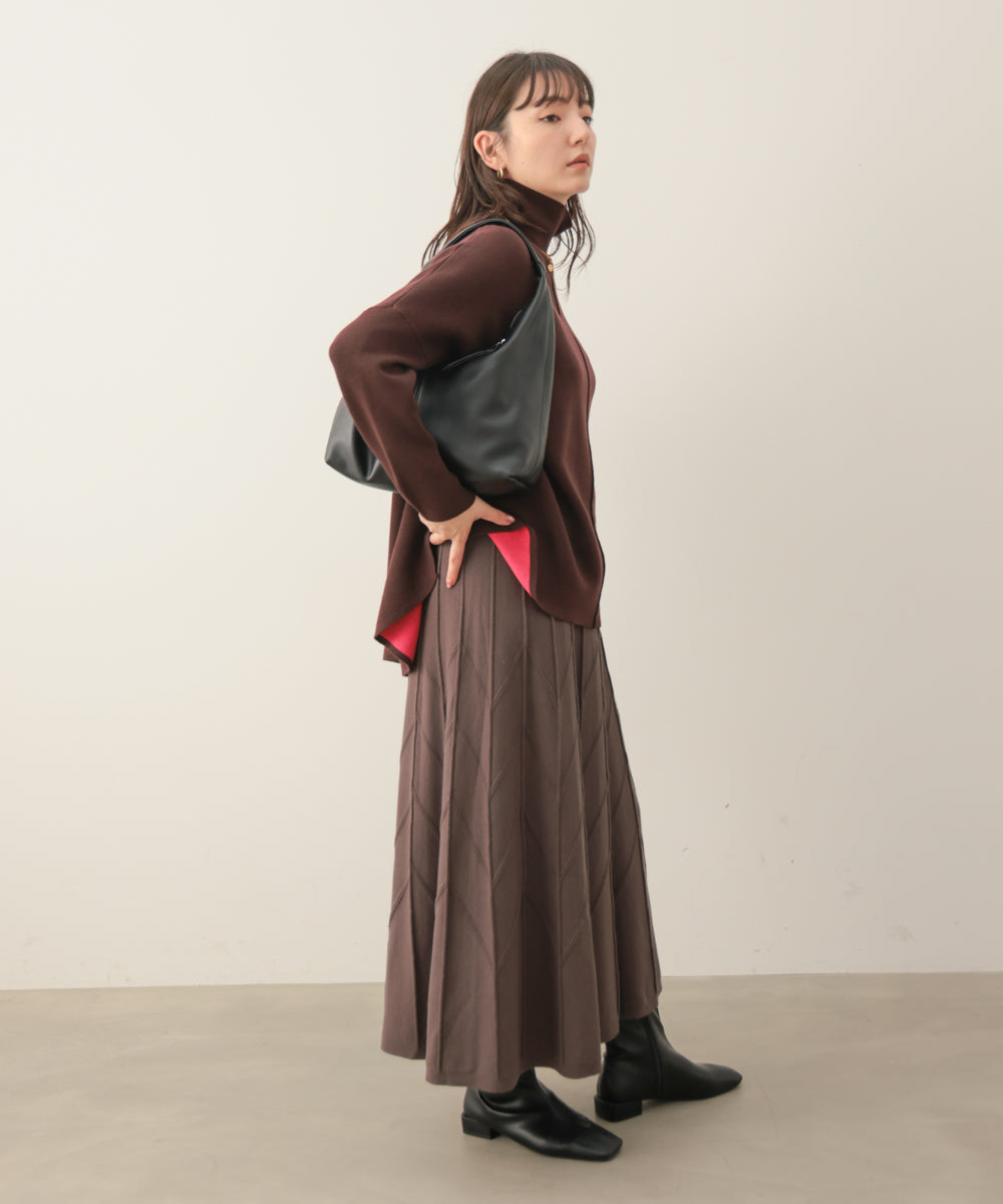 リバーシブルＷフェイスポンチョ風ニットプルオーバー［GREEN×NAVY/BLACK×ECRUは10/22発送予定］