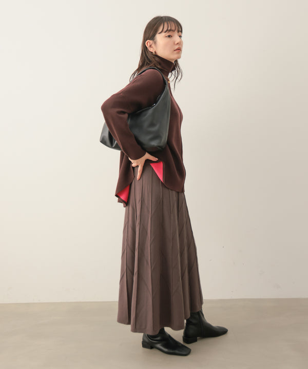 リバーシブルＷフェイスポンチョ風ニットプルオーバー［GREEN×NAVY/BLACK×ECRUは10/22発送予定］