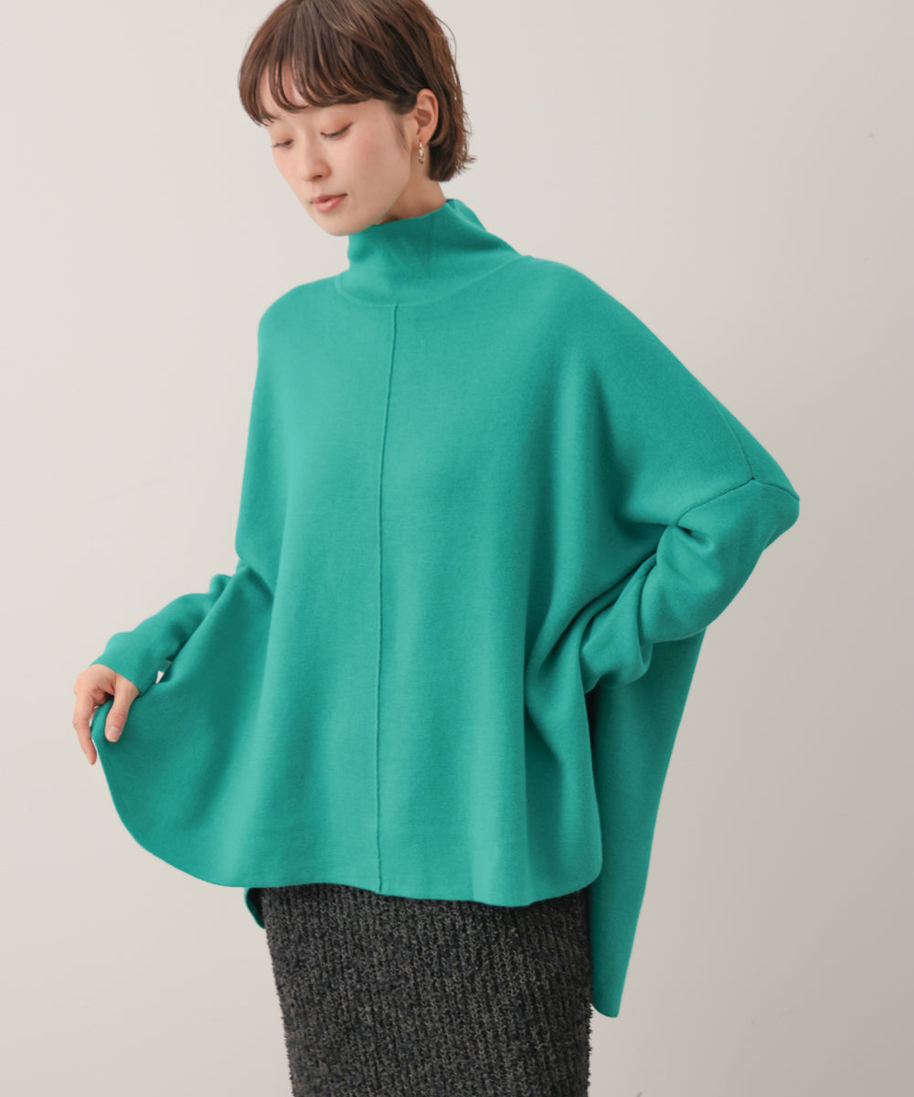 リバーシブルＷフェイスポンチョ風ニットプルオーバー［GREEN×NAVY/BLACK×ECRUは10/22発送予定］