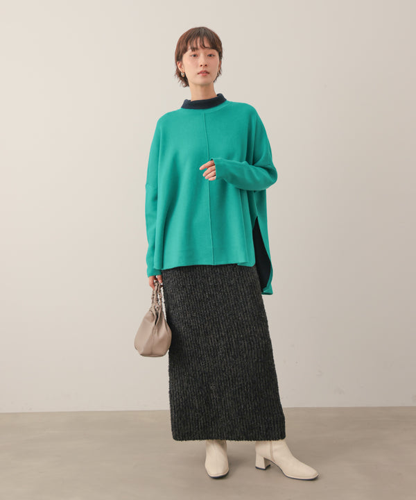 リバーシブルＷフェイスポンチョ風ニットプルオーバー［GREEN×NAVY/BLACK×ECRUは10/22発送予定］