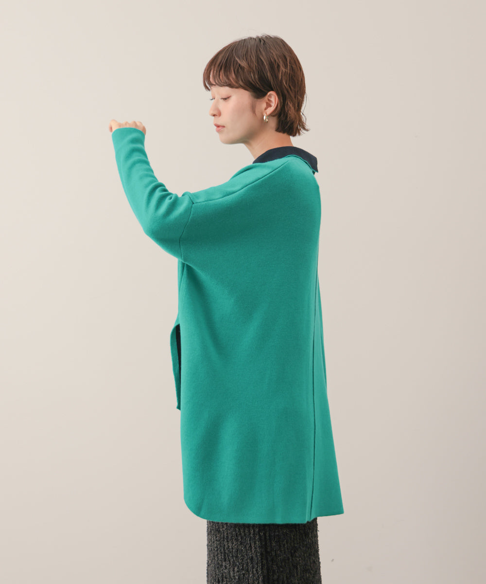 リバーシブルＷフェイスポンチョ風ニットプルオーバー［GREEN×NAVY/BLACK×ECRUは10/22発送予定］