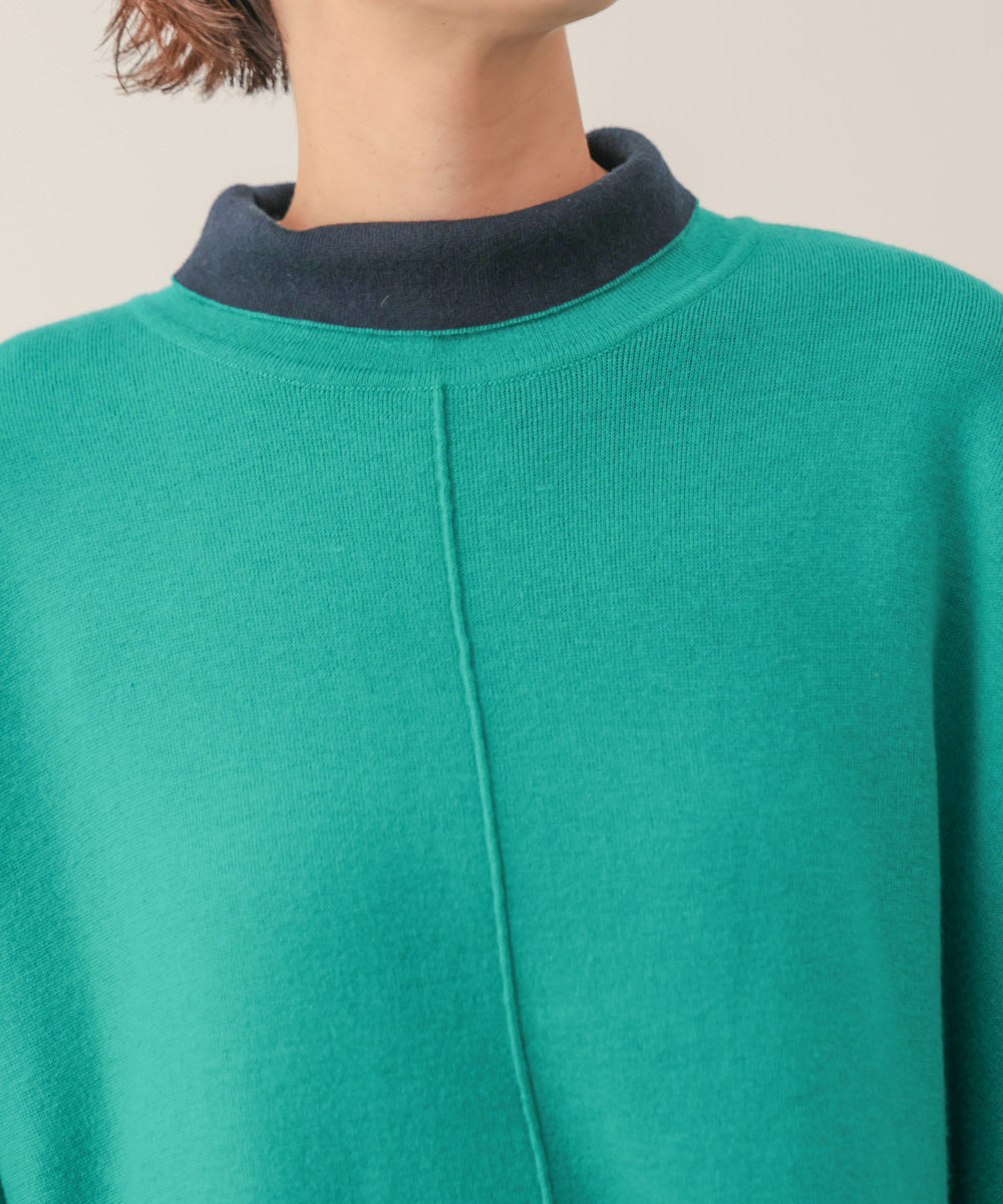 リバーシブルＷフェイスポンチョ風ニットプルオーバー［GREEN×NAVY/BLACK×ECRUは10/22発送予定］