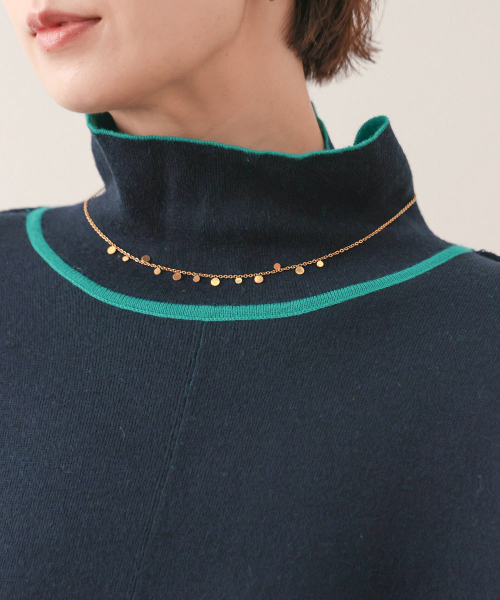 リバーシブルＷフェイスポンチョ風ニットプルオーバー［GREEN×NAVY/BLACK×ECRUは10/22発送予定］