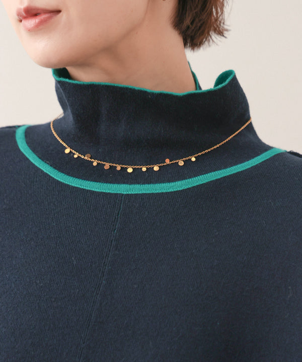 リバーシブルＷフェイスポンチョ風ニットプルオーバー［GREEN×NAVY/BLACK×ECRUは10/22発送予定］