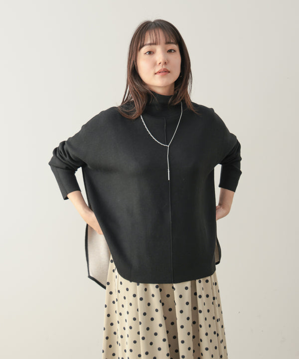 リバーシブルＷフェイスポンチョ風ニットプルオーバー［GREEN×NAVY/BLACK×ECRUは10/22発送予定］