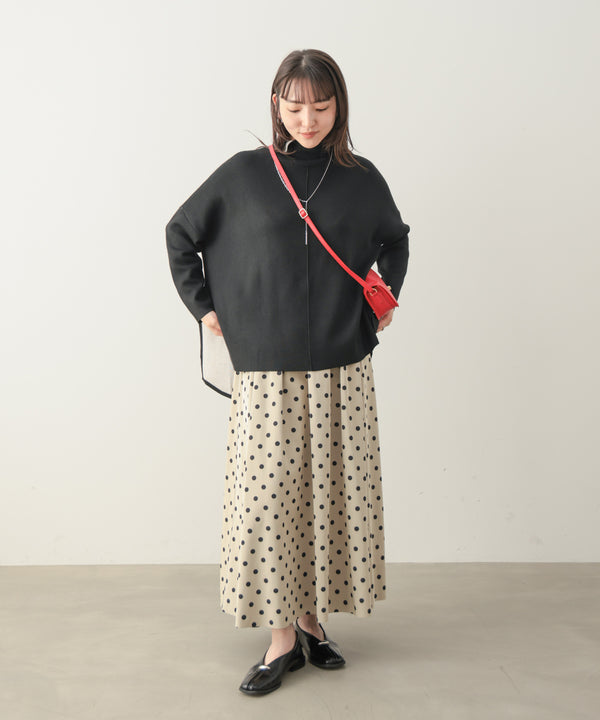 リバーシブルＷフェイスポンチョ風ニットプルオーバー［GREEN×NAVY/BLACK×ECRUは10/22発送予定］