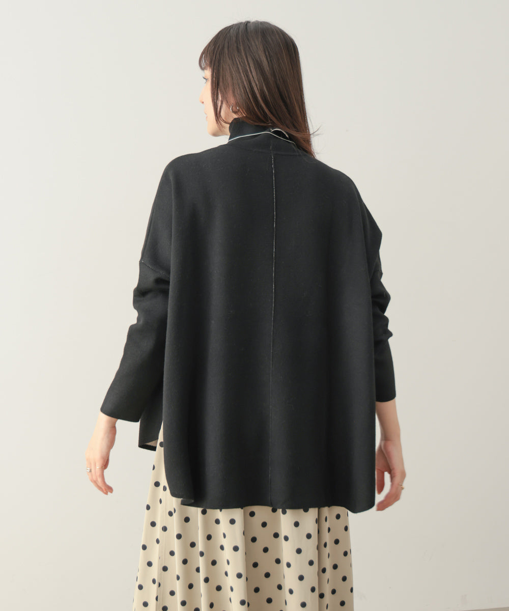 リバーシブルＷフェイスポンチョ風ニットプルオーバー［GREEN×NAVY/BLACK×ECRUは10/22発送予定］
