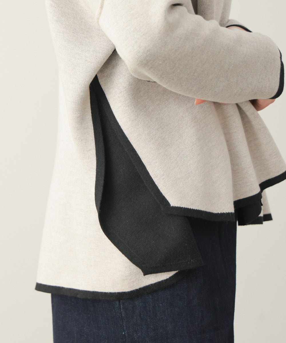 リバーシブルＷフェイスポンチョ風ニットプルオーバー［GREEN×NAVY/BLACK×ECRUは10/22発送予定］
