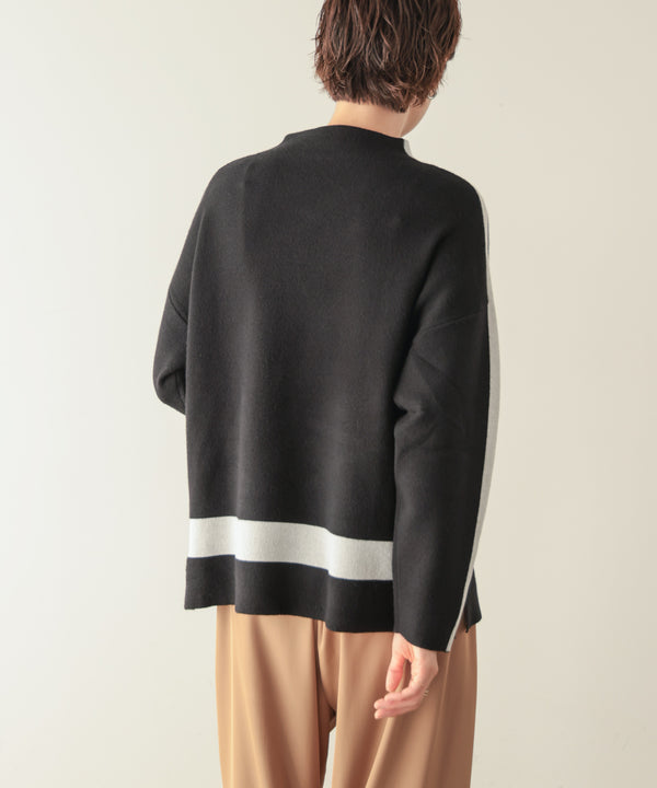 配色ラインロゴジャガードニット［10/16発送予定］