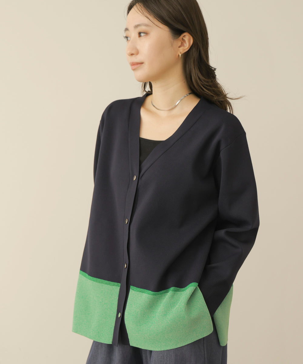 配色総針コクーンニットカーディガン［9/25発送予定］