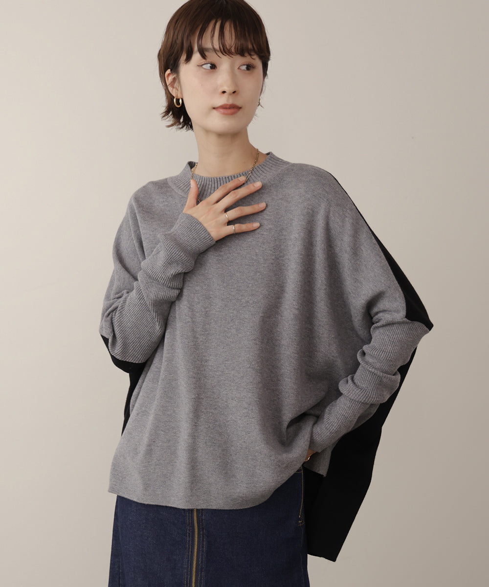 ドルマンスリーブバイカラーニット［11/10発送予定］
