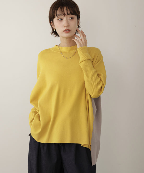 ドルマンスリーブバイカラーニット［11/10発送予定］