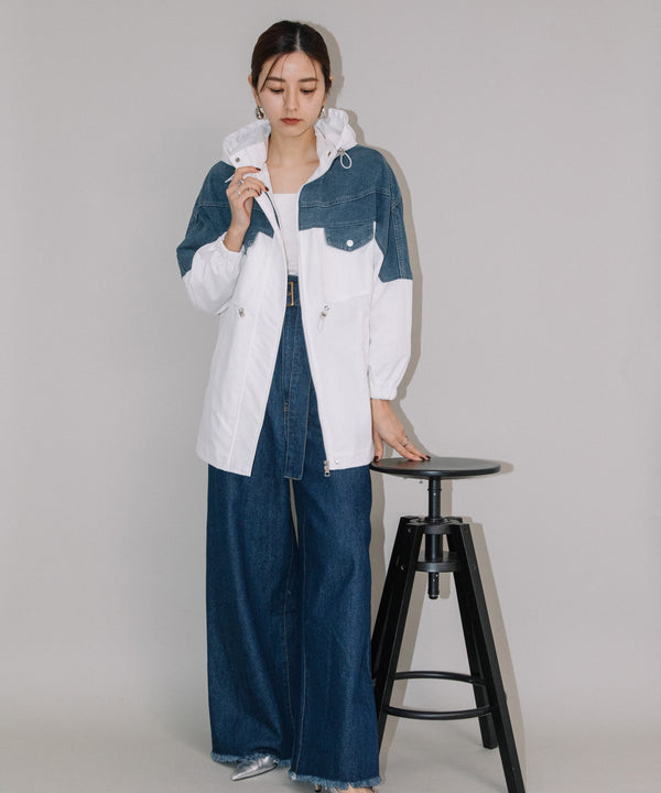 DENIM CONBI HOODIE