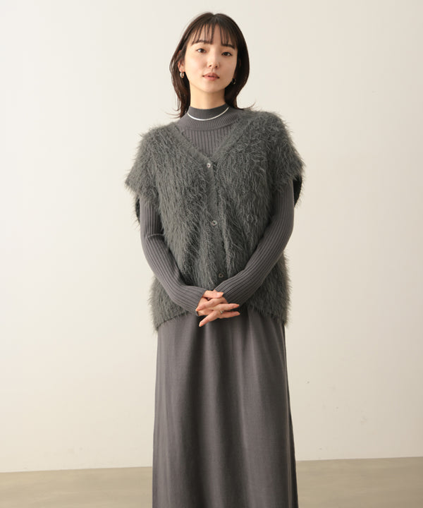 Vネックベストニットセットワンピース［10/21発送予定］