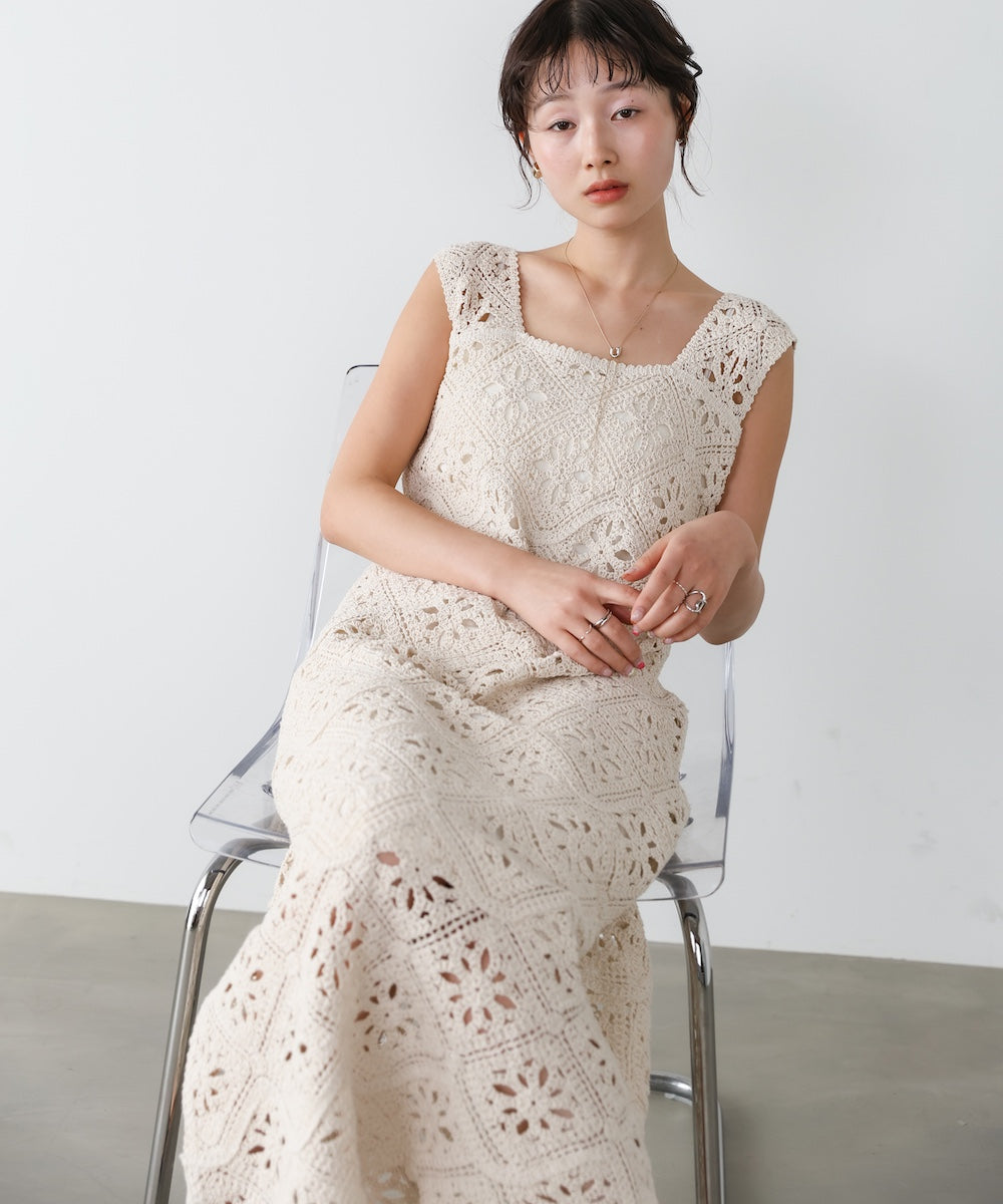 ロムバスクロシェロングワンピース