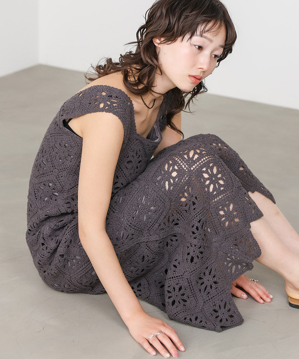 ロムバスクロシェロングワンピース