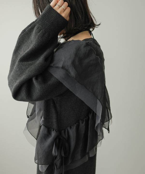 【S・Mサイズ展開】アシンメトリーフリルニットワンピース