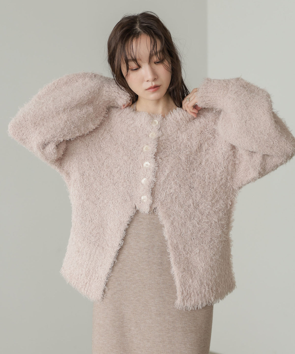 【S・Mサイズ展開】前後2WAYニットカーディガン＋ニットキャミワンピース