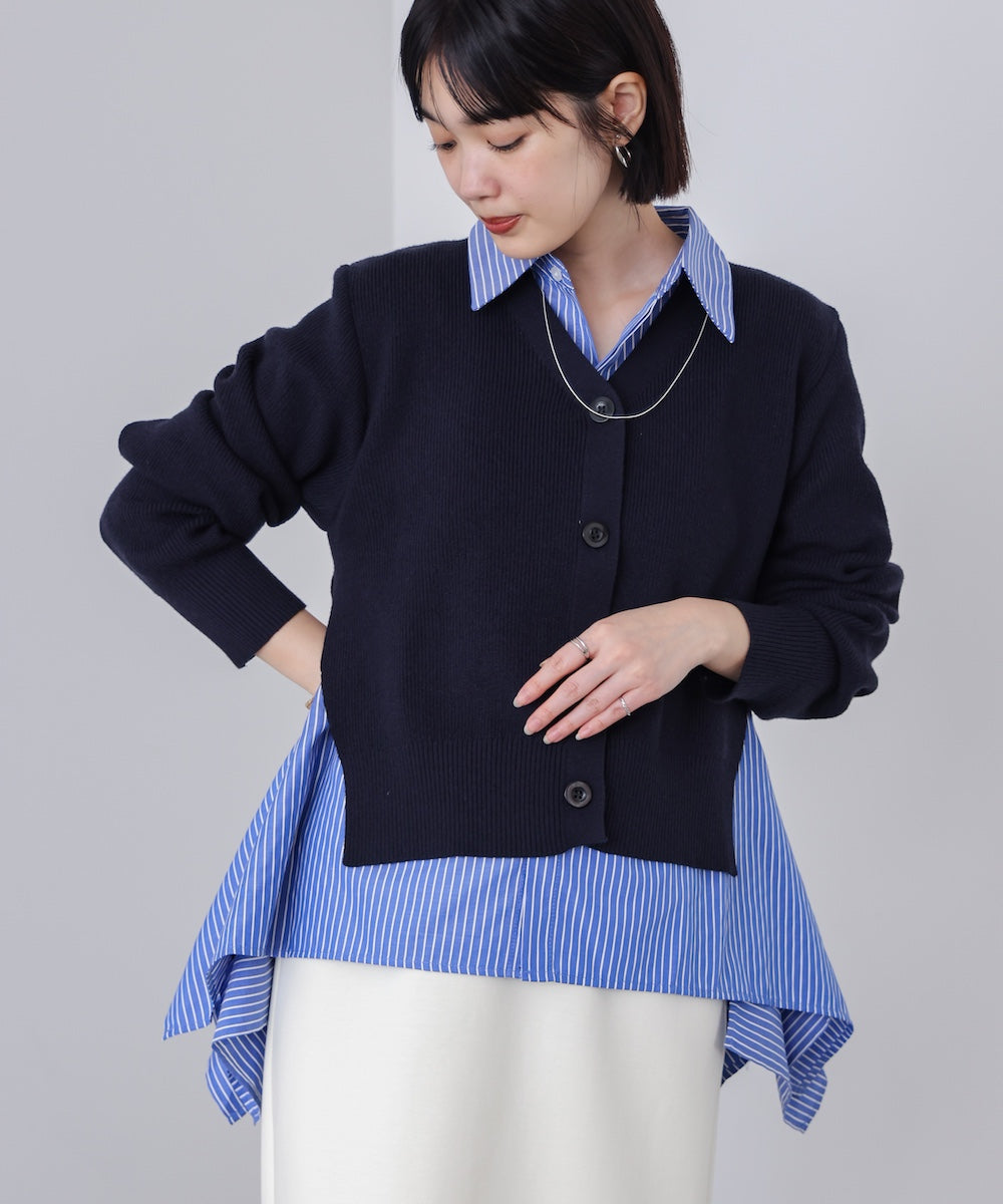 size44 ドッキングシャツカーディガン シャツドッキングカーディガン