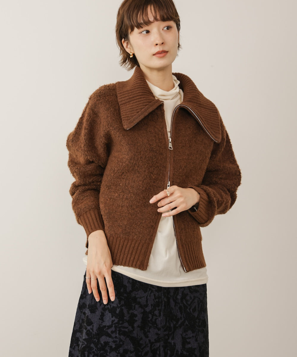 ニットカラーボアブルゾン［10/30発送予定］