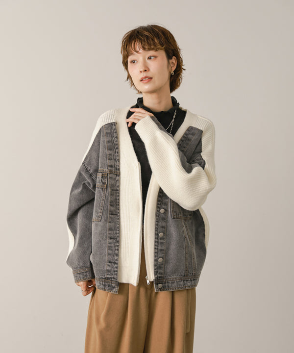 デニムコンビＺＩＰアウター［10/22発送予定］