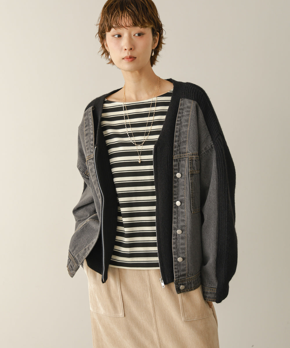デニムコンビＺＩＰアウター［10/22発送予定］