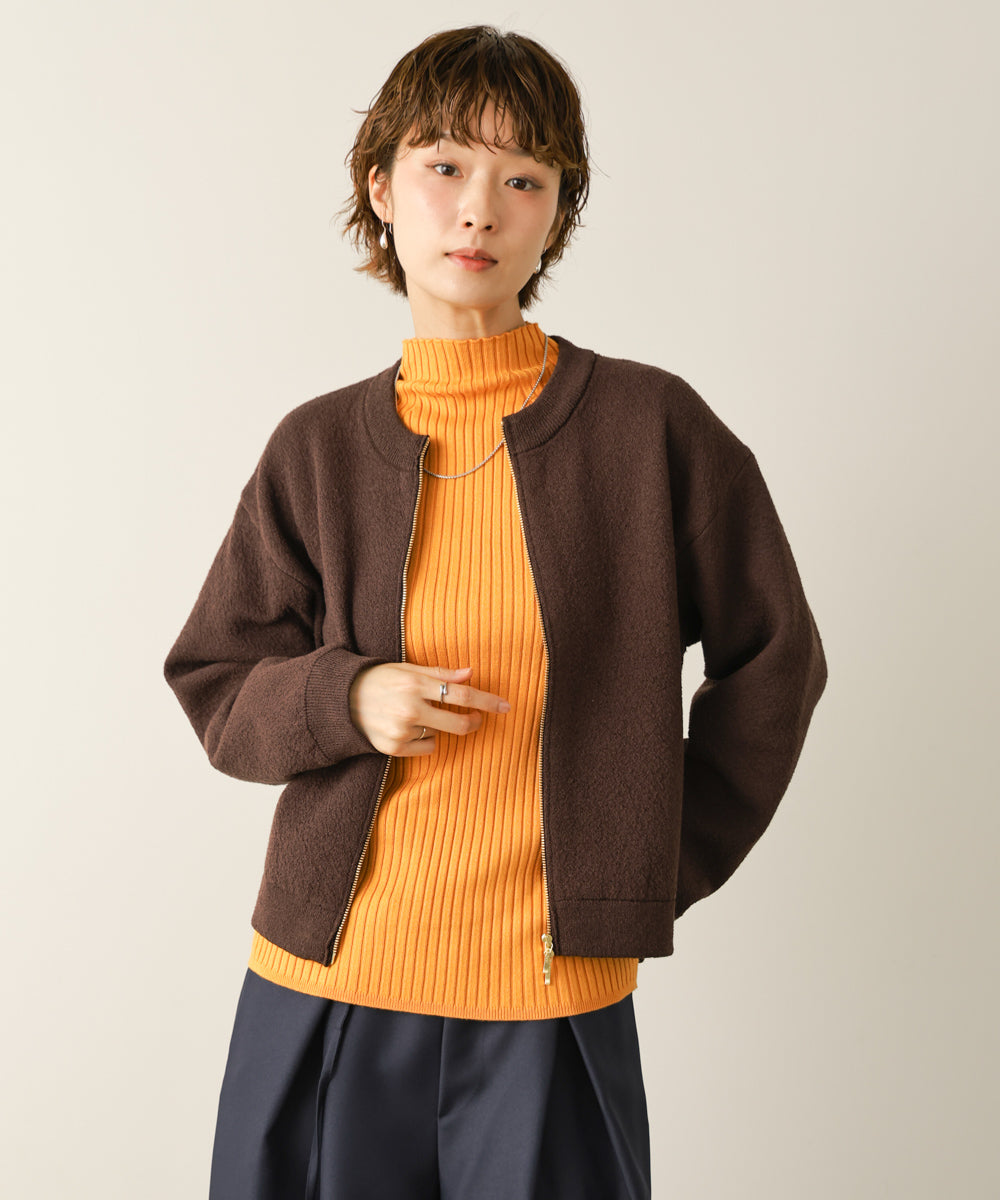 ダブルZIPショートニットカーデ［10/15発送予定］