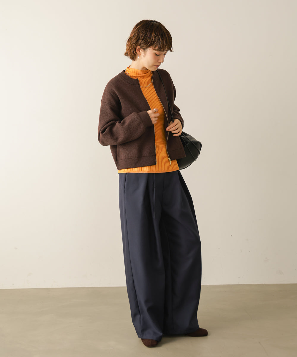 ダブルZIPショートニットカーデ［10/15発送予定］