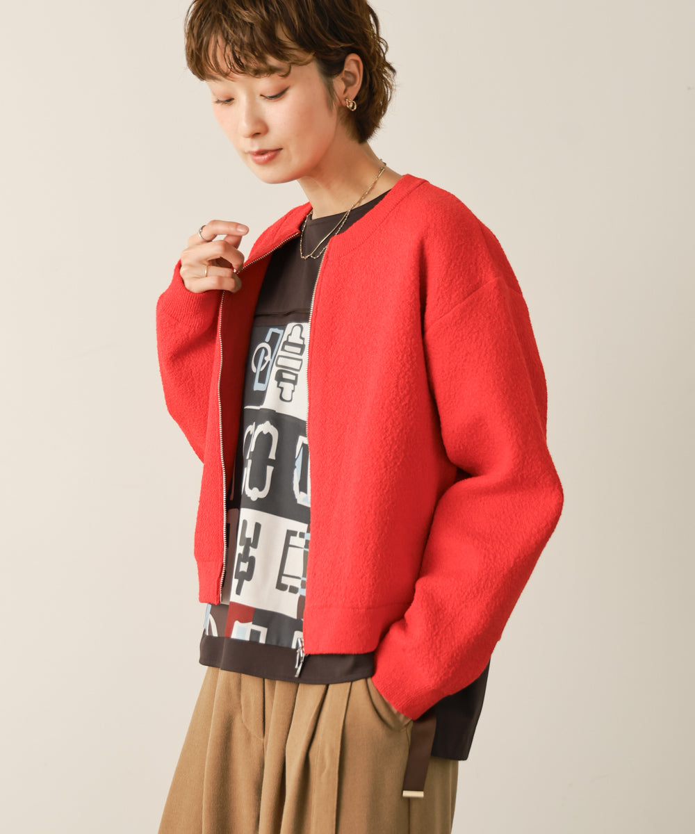 ダブルZIPショートニットカーデ［10/15発送予定］