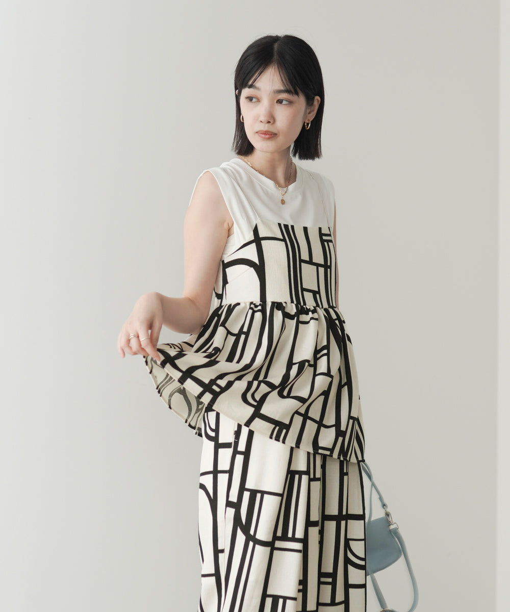 ブッチャー幾何学柄キャミソール