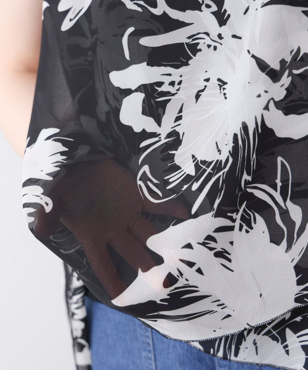 柄シフォンレイヤードタンク