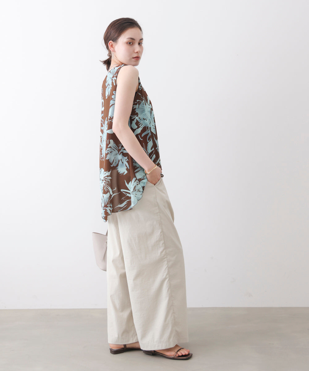 柄シフォンレイヤードタンク
