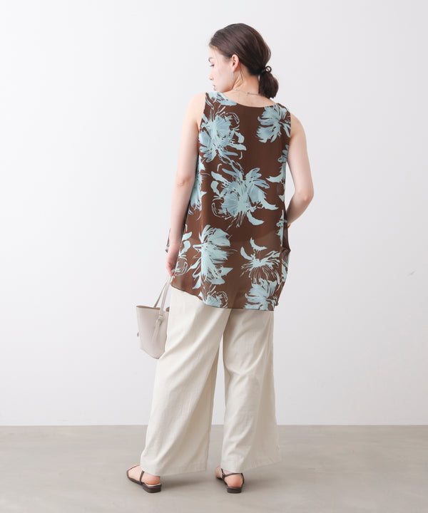 柄シフォンレイヤードタンク