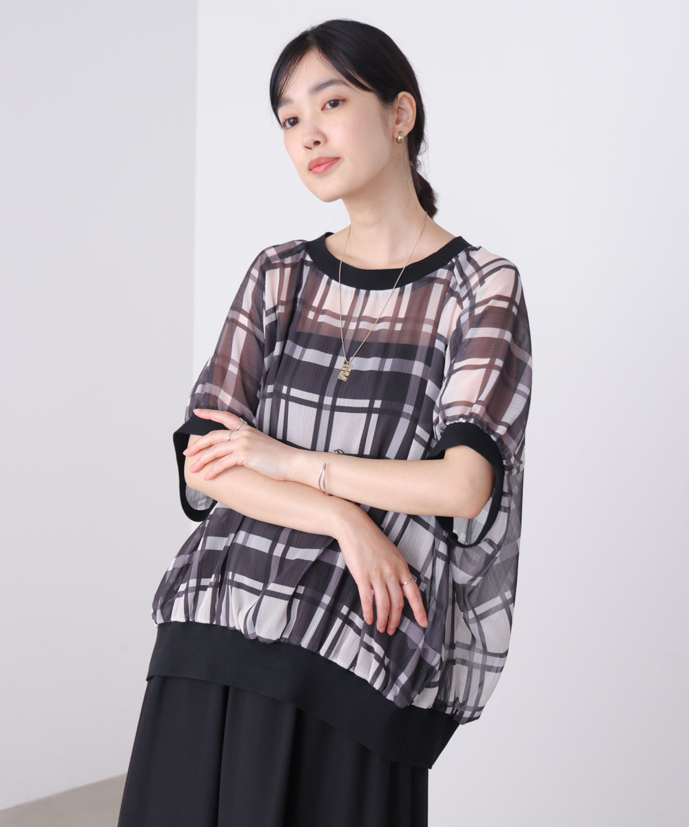 シアー楊柳コクーンブラウス