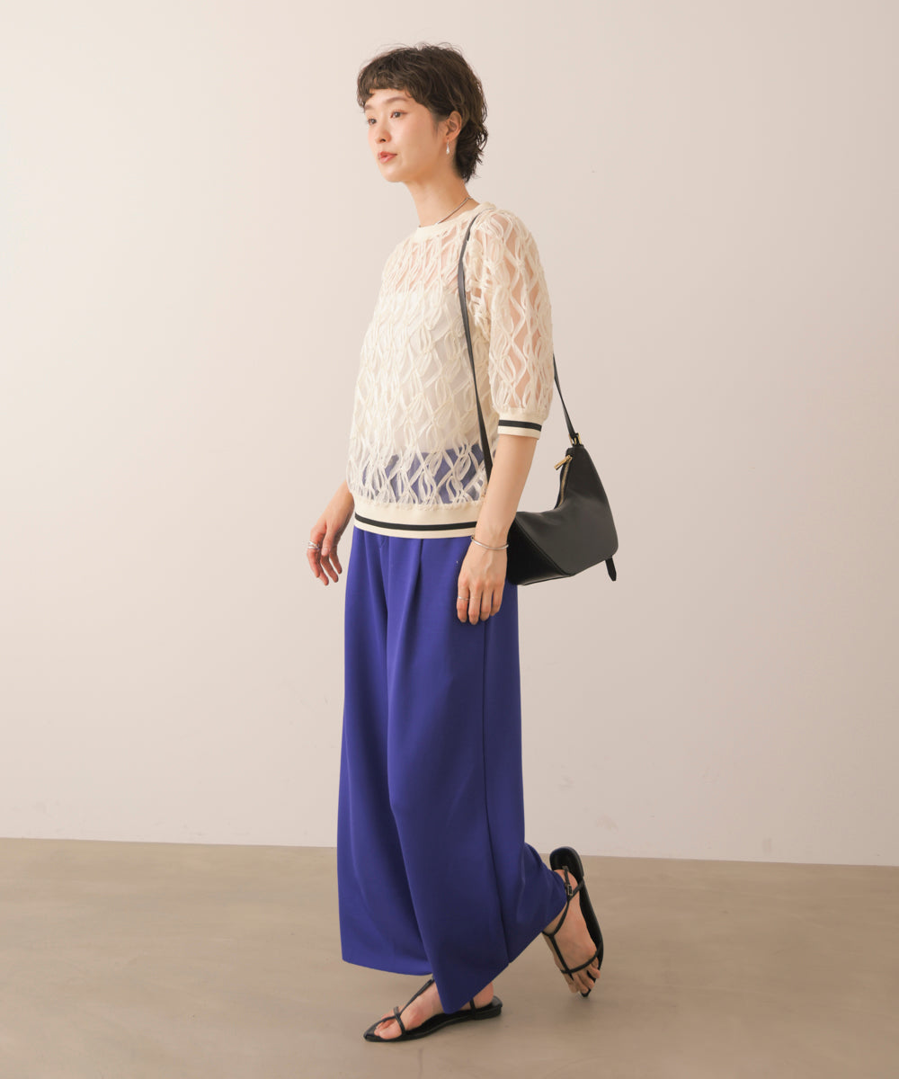 幾何柄シアートップス